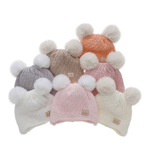 Wintermütze für Mädchen mit Bommel Beige Emila