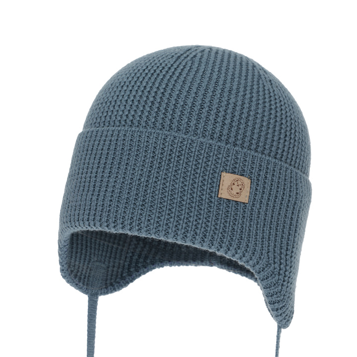 Herbst und Wintermütze für Jungen, blau, 100% Merinowolle, zum Binden, Bakadi