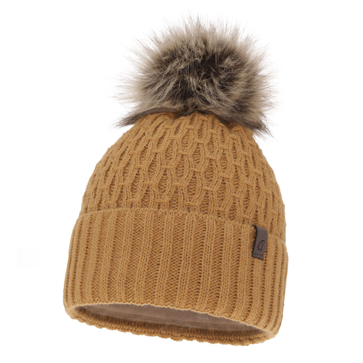 Wintermütze Damen mit Bommel Camel Gaba