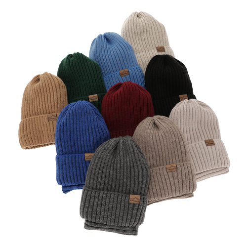 Winterset für Jungen: Mütze und Schlauchschal Merinowolle in Beige Merinowolle Karmin