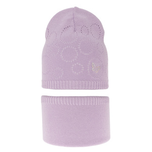 Herbst und Frühlingsset Mädchen: Mütze und Schlauchschal Violett Amarilla