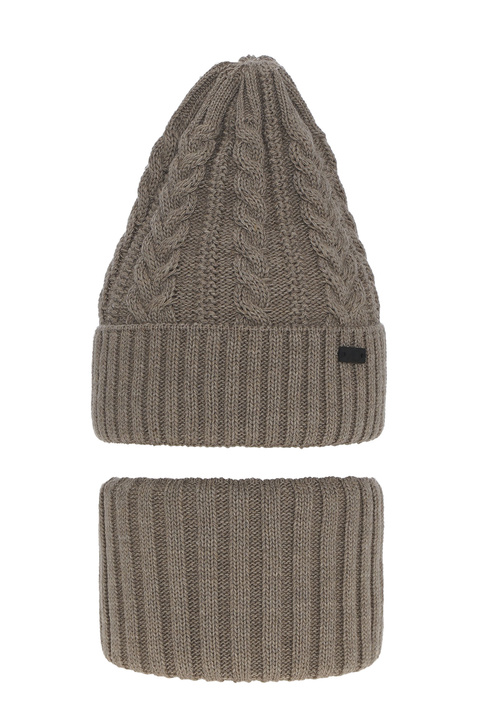 Winterset Jungen: Mütze und Schlauchschal Beige Colins
