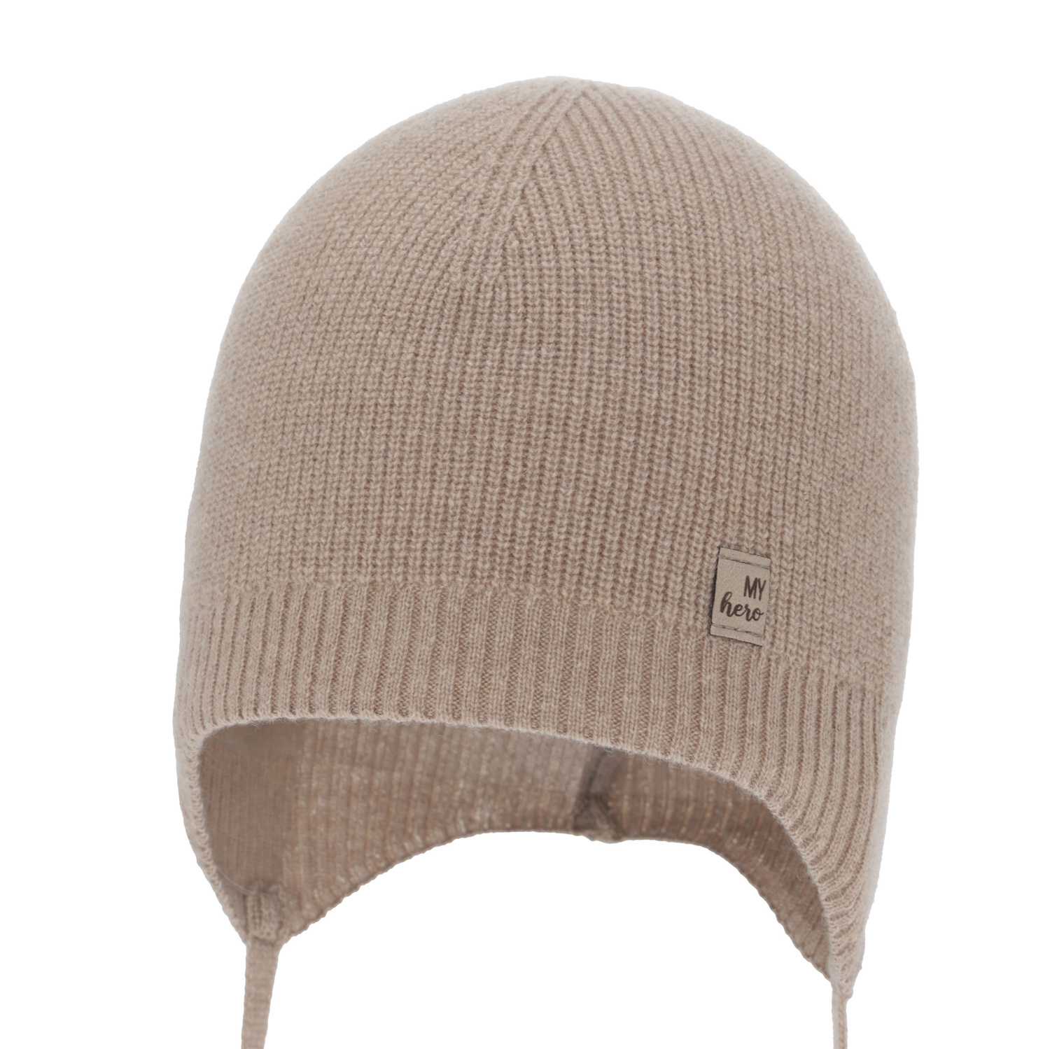 Herbst und Frühlingsmütze für Jungen, dunkelbeige, Merinowolle mit Kaschmir, zum Binden, Tono