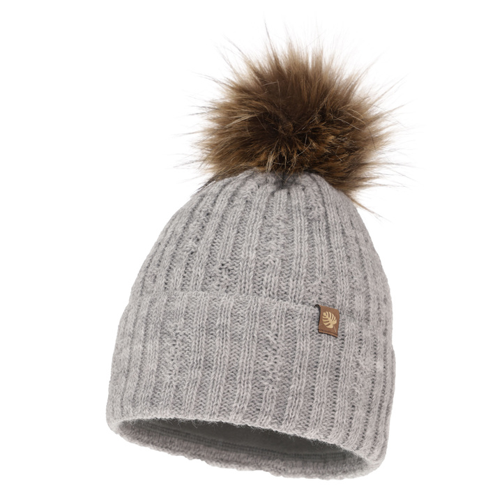 Wintermütze Damen mit Bommel Grau Savona