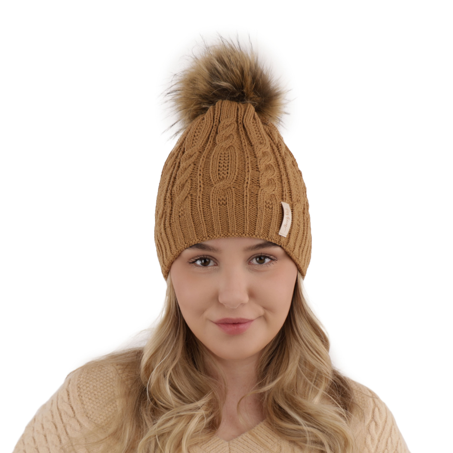 Wintermütze Damen mit Bommel Schwarz Mirka