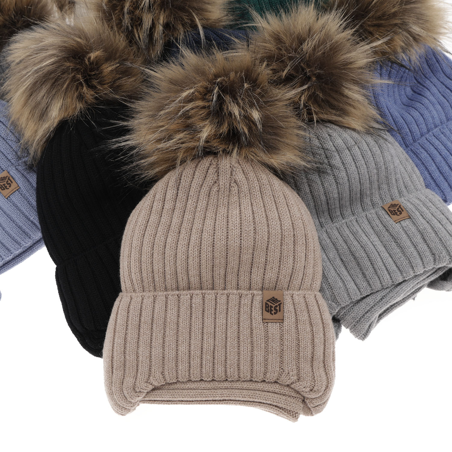 Winterset für Jungen: Mütze und Schlauchschal aus 100% extrafeiner Merinowolle in Beige Juno