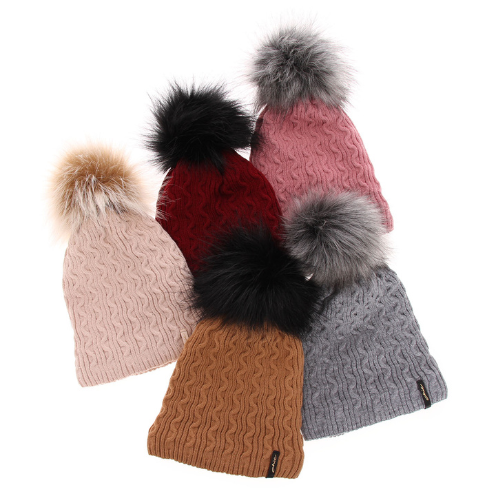 Wintermütze Damen mit Bommel Rosa Xena