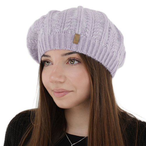 Winterberet Damen, violett, mit Merinowolle, Senja