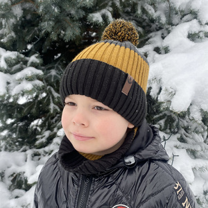 Winterset Jungen: Mütze und Schlauchschal mit Bommel khaki Karson
