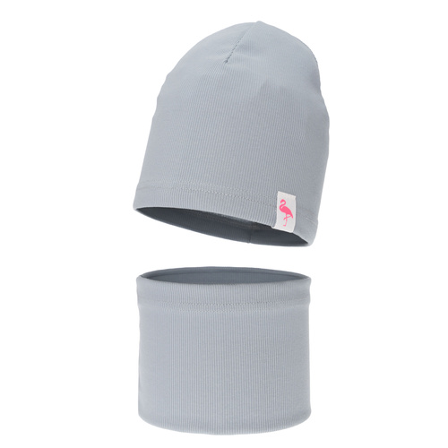 Herbst und Frühlingsset Mädchen baumwolle: Mütze und Schlauchschal, Grau, Rumilla