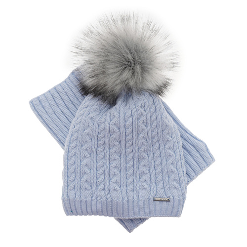 Winterset Mädchen: Mütze und Schlauchschal mit Bommel Rosa Rima