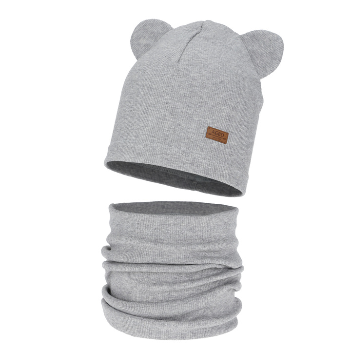 Mütze und Schlauchschal für Jungen, Herbst und Frühlingsset, grau Gregory