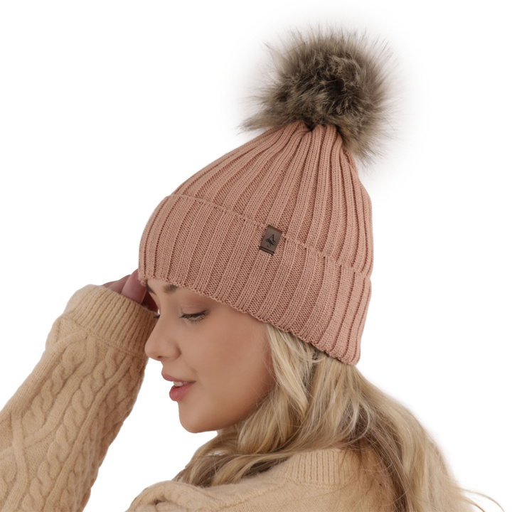 Wintermütze Damen aus Merinowolle in Rosa Texa