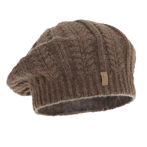 Beret Damen Winter, braun, mit Merinowolle, Senja