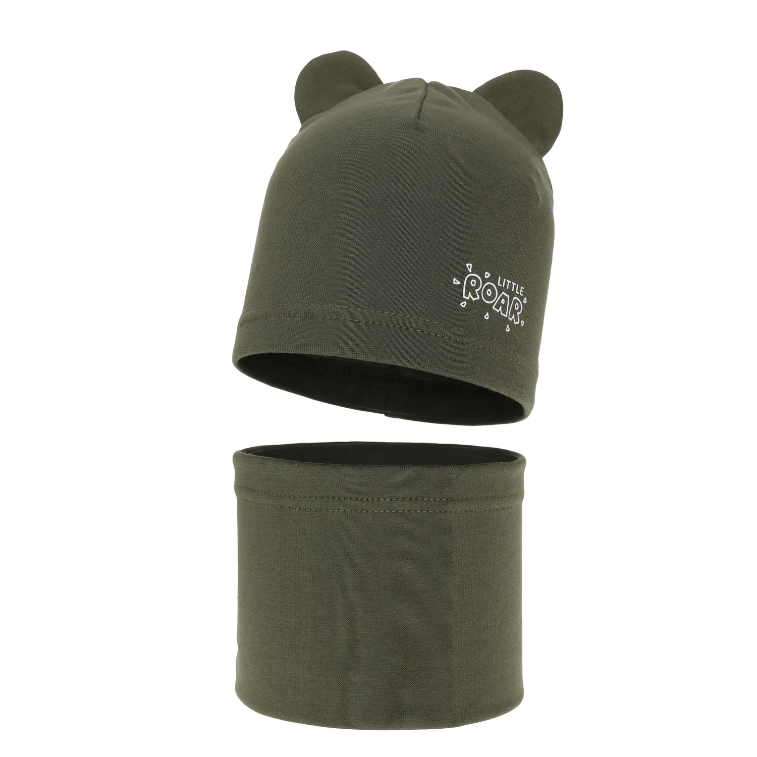 Herbst und Frühlingsset Jungen: Mütze und Schlauchschal Khaki Cymes