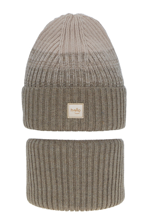 Winterset Mädchen: Mütze und Schlauchschal Beige Tasha