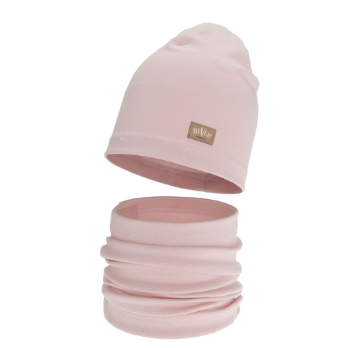 Herbst und Frühlingsset Mädchen: Mütze und Schlauchschal, rosa, Baumwolle, Torila