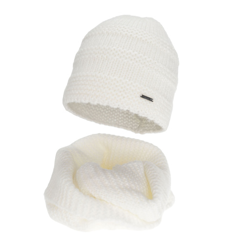 Winterset Damen: Mütze und Schlauchschal, rosa, mit Merinowolle, Driva