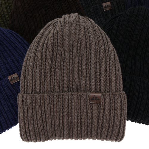 Wintermütze Herren, schwarz, mit Merinowolle, Huno