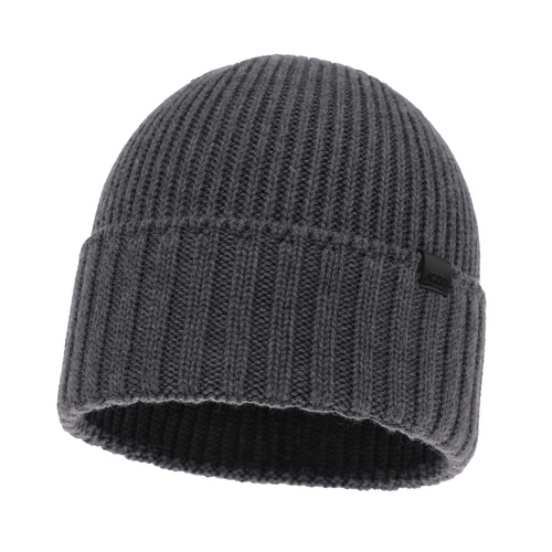 Wintermütze Herren Grau 100% extrafeine Merinowolle nahtlos Bruner			