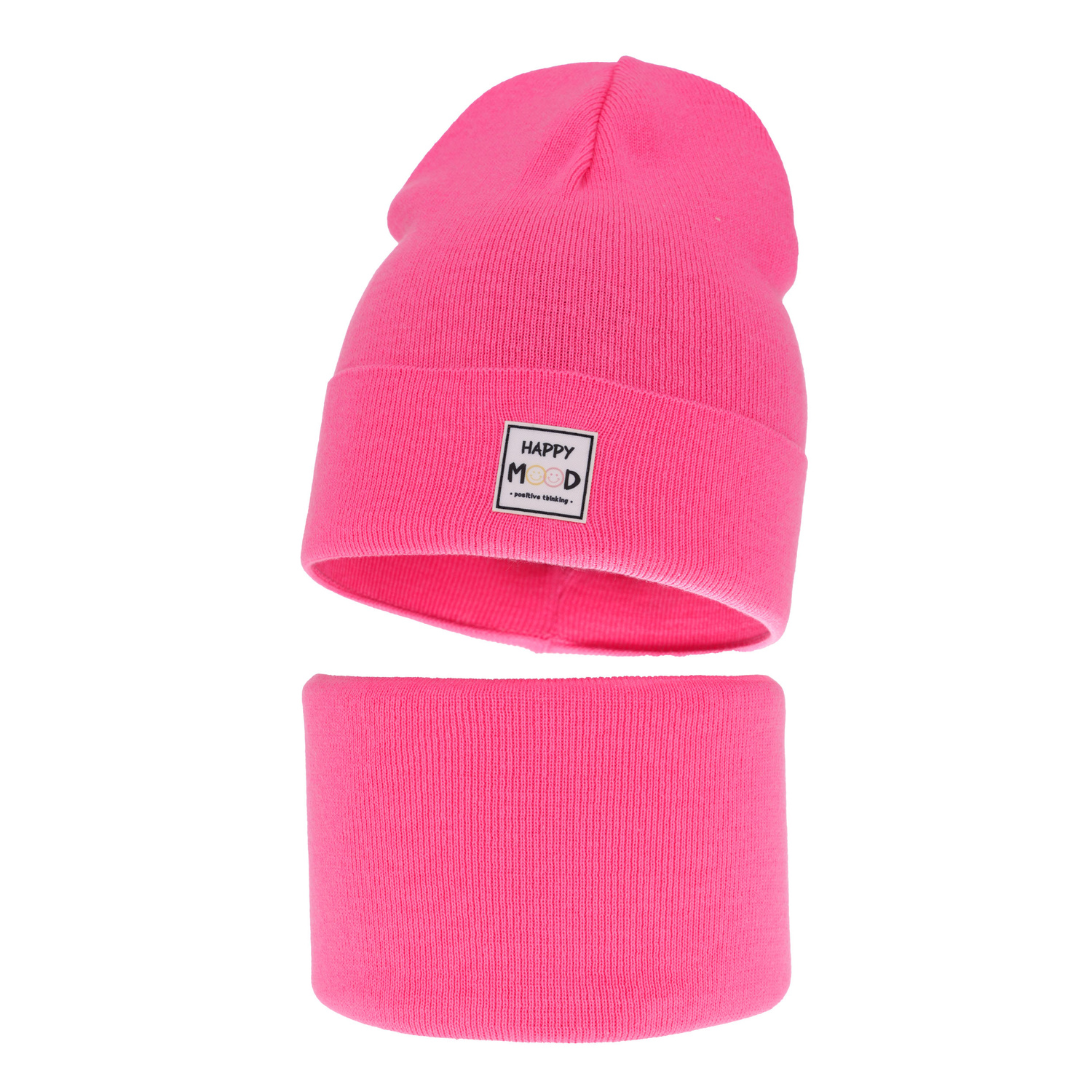 Herbst und Frühlingsset Mädchen: Mütze und Schlauchschal, mit Baumwolle, Rosa Mersila