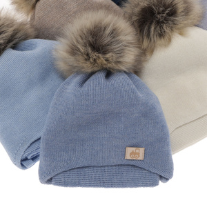 Winterset Jungen: Mütze und Schal Merinowolle Navy Blau Anastazy