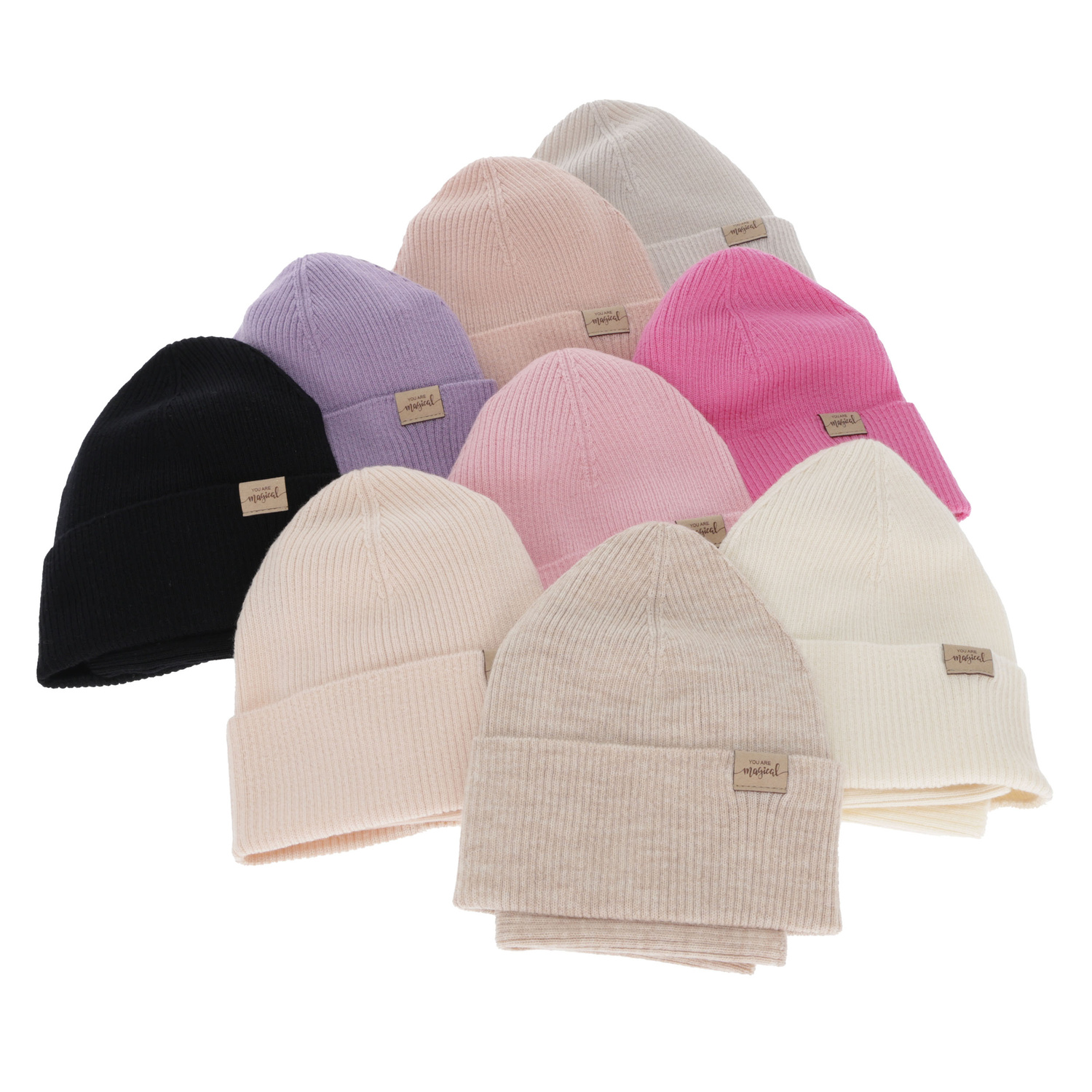 Herbst und Frühlingsset Mädchen: Mütze und Schlauchschal, rosa, 100% Merinowolle, Magenta