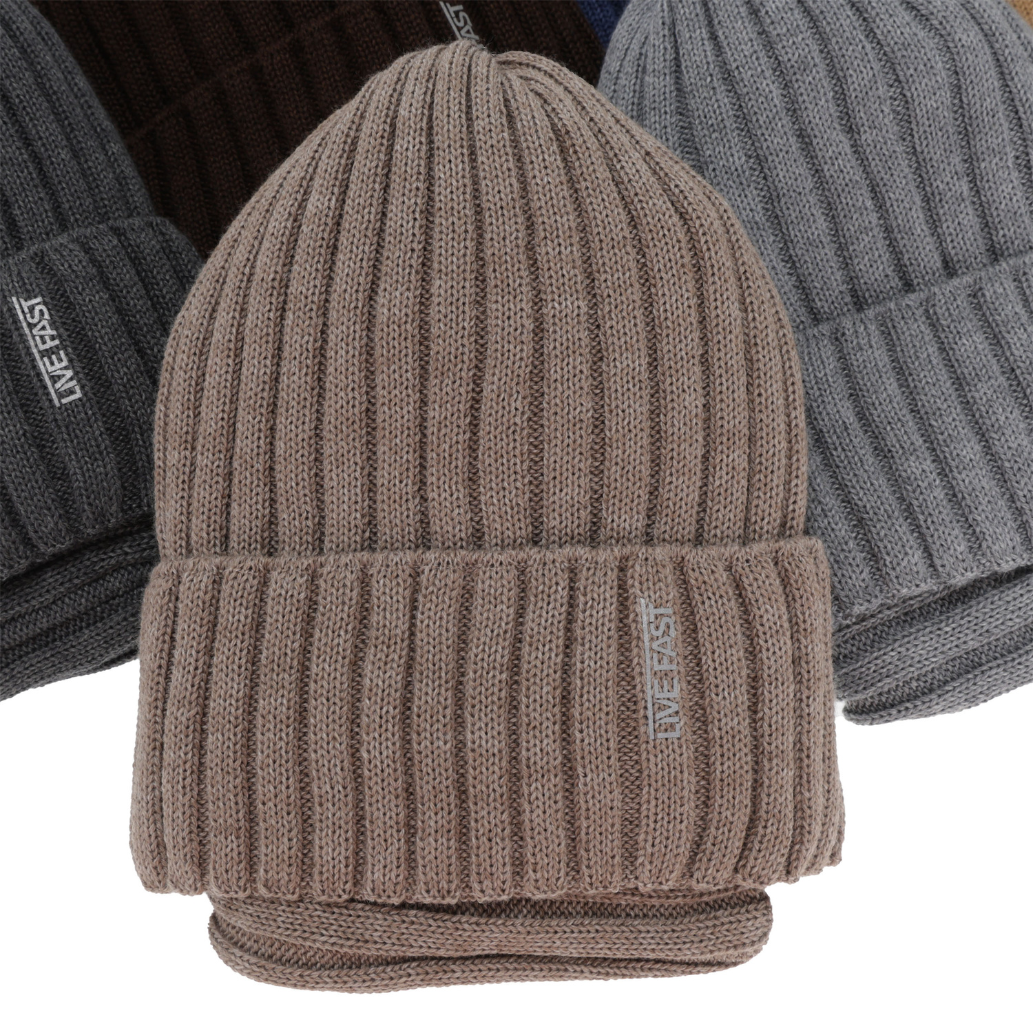 Winterset Jungen: Mütze und Schlauchschal, schwarz, mit Merinowolle, Fleecefutter, Banasko