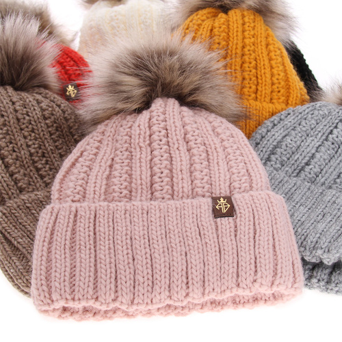 Wintermütze Damen mit Bommel Schwarz Rene