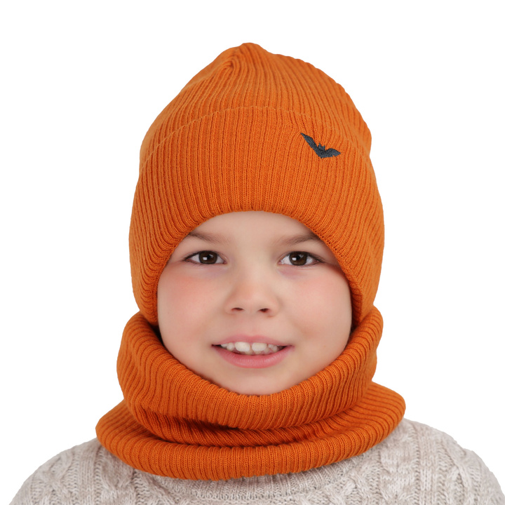 Winterset für Jungen: Mütze und Schlauchschal in Camel Romeo