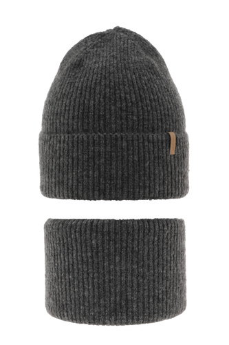 Winterset für Mädchen: Mütze und Schlauchschal in Grau Edila