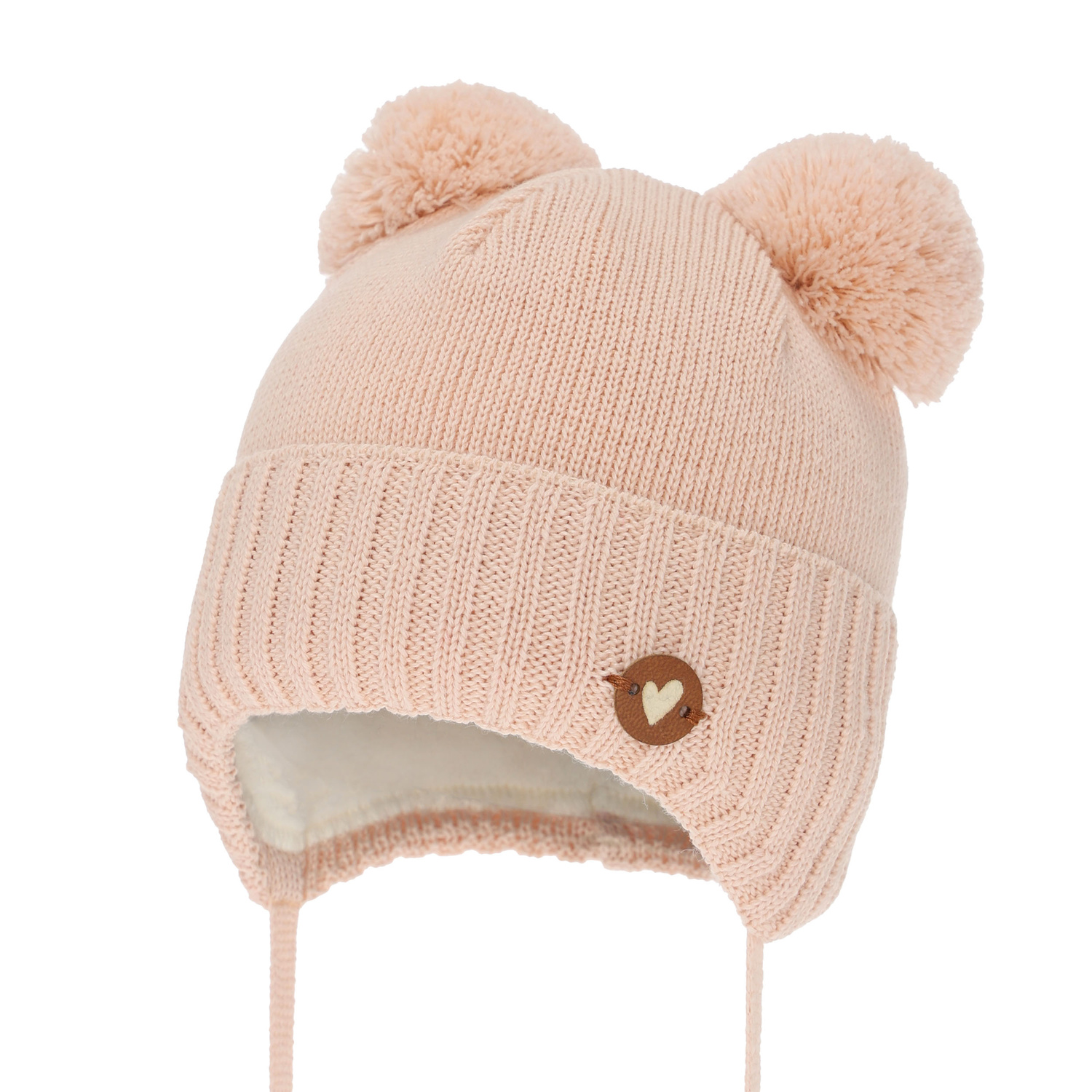 Wintermütze für Mädchen, apricot, mit Merinowolle, Mesyna