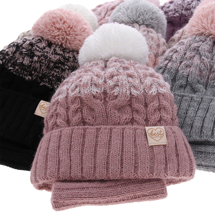Winterset Mädchen: Mütze und Schlauchschal mit Bommel Rosa Zendaya