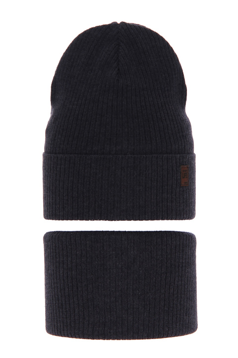 Herbst und Frühlingsset Jungen: Mütze und Schlauchschal Navy Blue Dragon