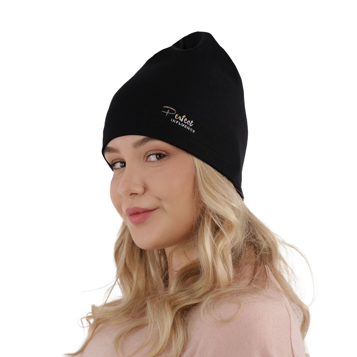 Herbst und Frühlingsmütze Damen Schwarz Poezja