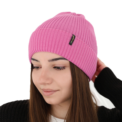 Wintermütze Damen, rosa, 100% Merinowolle, Megan