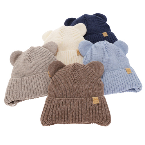 Wintermütze Jungen mit Merinowolle Beige Shedon