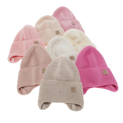 Wintermütze für Mädchen, Winter, Herbst, Frühling, 100% Merinowolle, zum Binden, rosa, Bafra