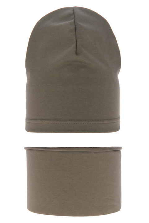 Herbst und Frühlingsset Mädchen: Mütze und Schlauchschal khaki Hazelka