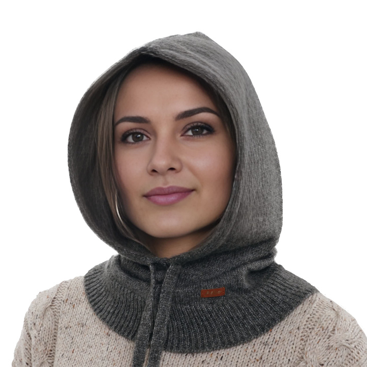 Balaclava für Damen Winter, grau, mit Wolle, Elizabeth