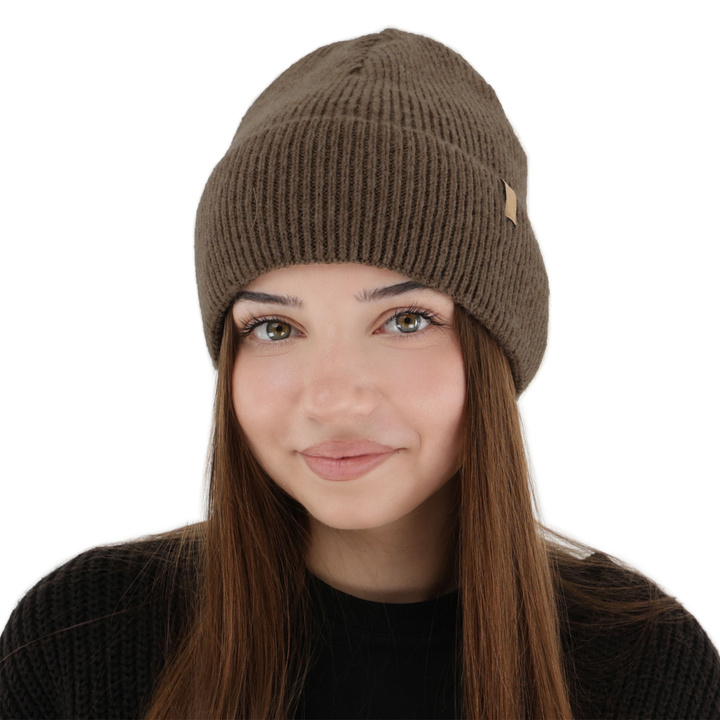 Wintermütze Damen, braun, mit Merinowolle, Tahoe