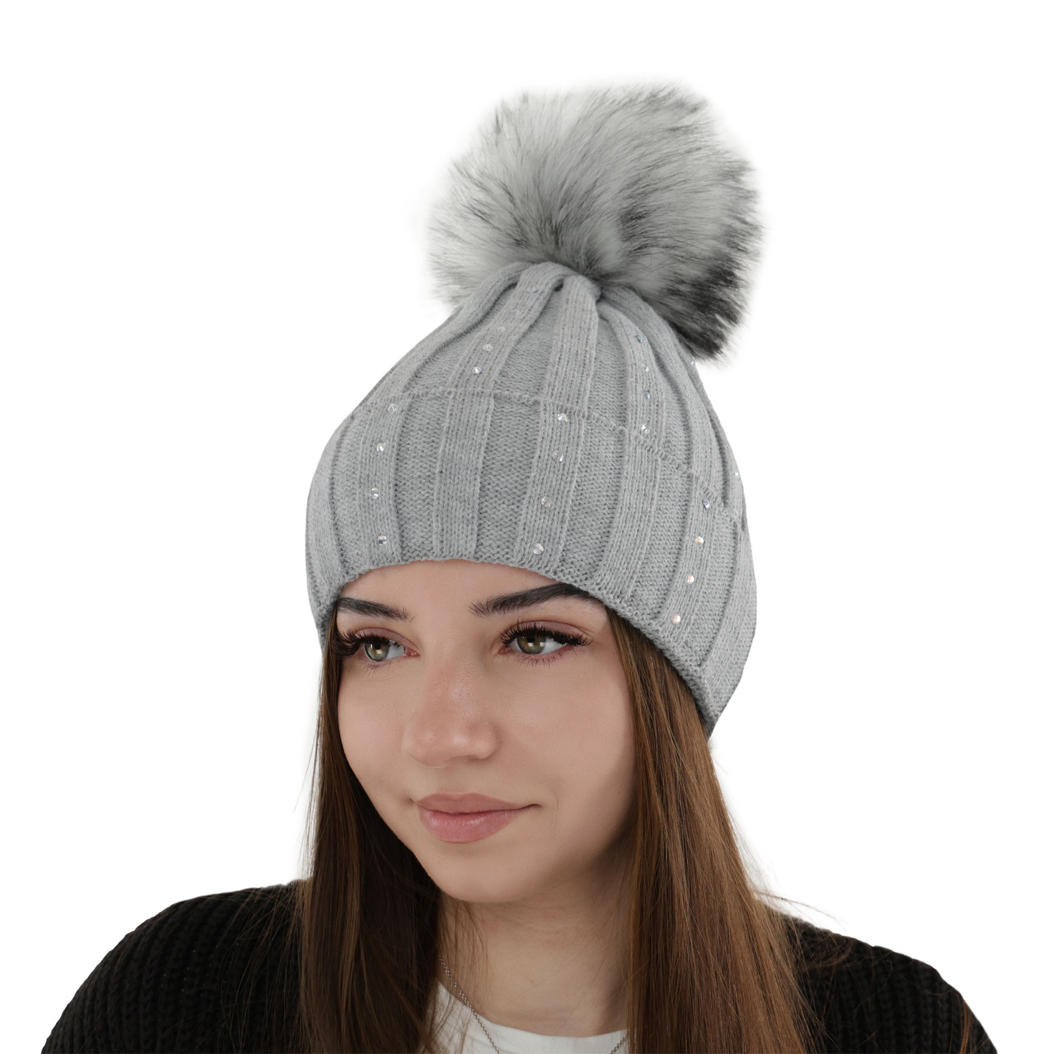 Wintermütze Damen mit Bommel Camel Mada