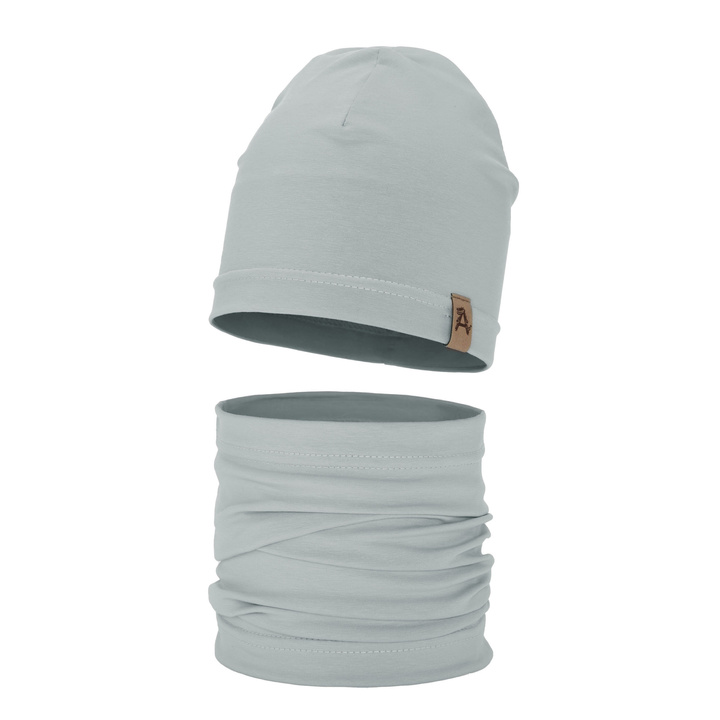Herbst und Frühlingsset Jungen: Mütze und Schlauchschal Grau Griffin