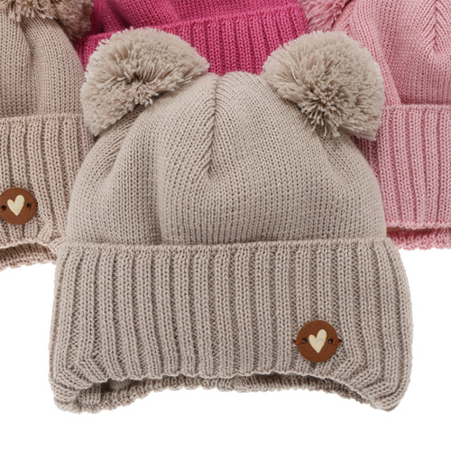 Wintermütze für Mädchen mit Merinowolle Beige Dari