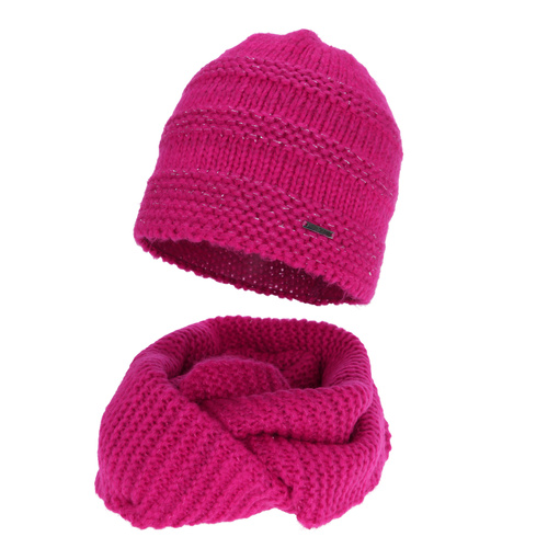 Winterset Damen: Mütze und Schlauchschal, amarantowy, mit Merinowolle, Driva