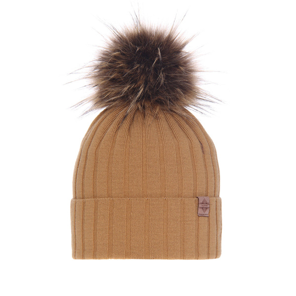 Wintermütze Damen mit Bommel Camel Loara