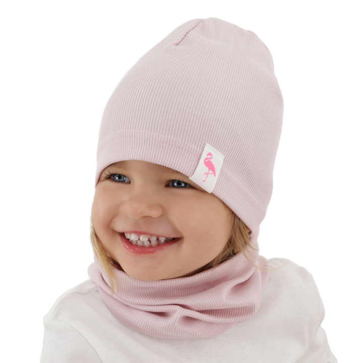 Herbst und Frühlingsset Mädchen baumwolle: Mütze und Schlauchschal, Rosa, Rumilla