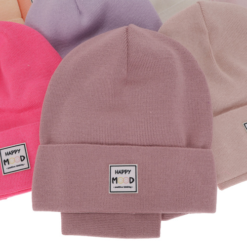 Herbst und Frühlingsset Mädchen: Mütze und Schlauchschal, mit Baumwolle, Rosa Mersila