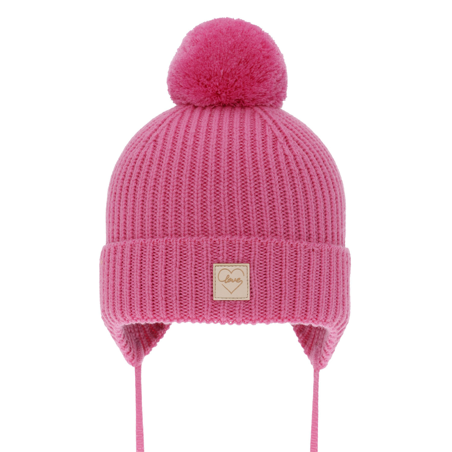 Wintermütze für Mädchen aus 100% extrafeiner Merinowolle, gefüttert mit Wollfleece in Rosa Havana