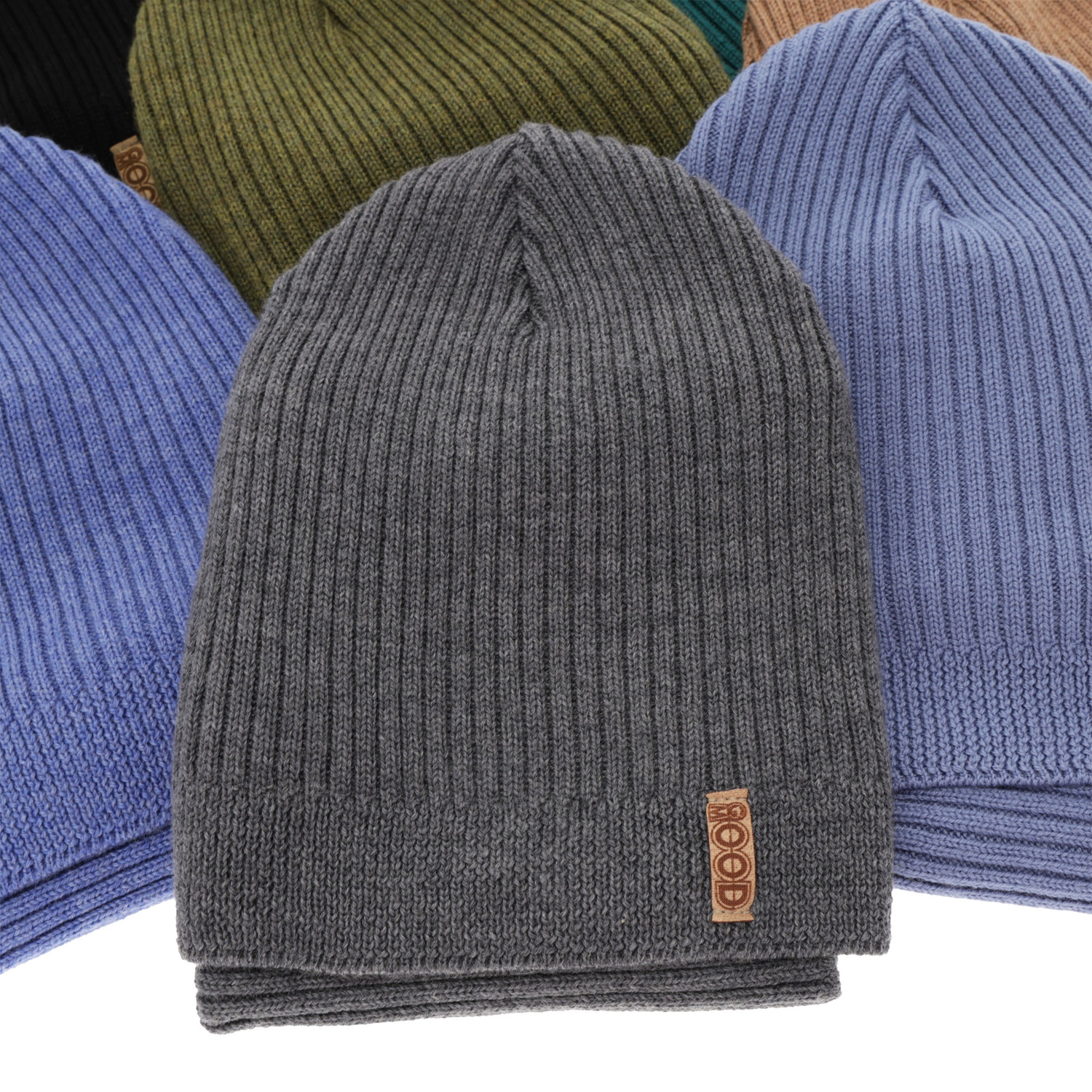 Herbst und Frühlingsset Jungen: Mütze und Schlauchschal 100% extrafeine Merinowolle Blau Chester